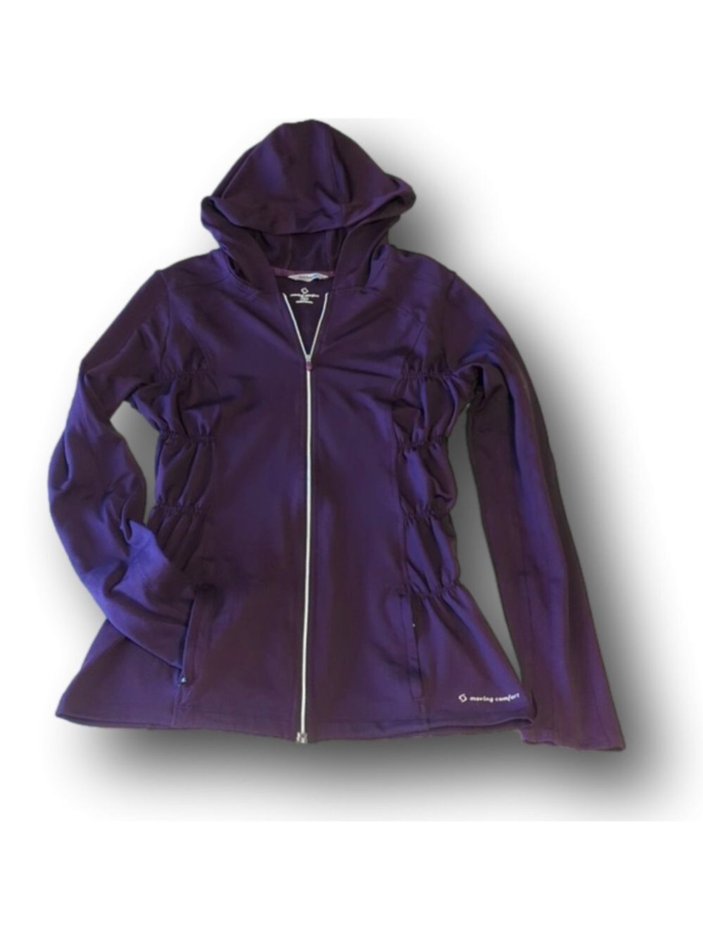 Fleece-lined rusched full zip performance hoodie